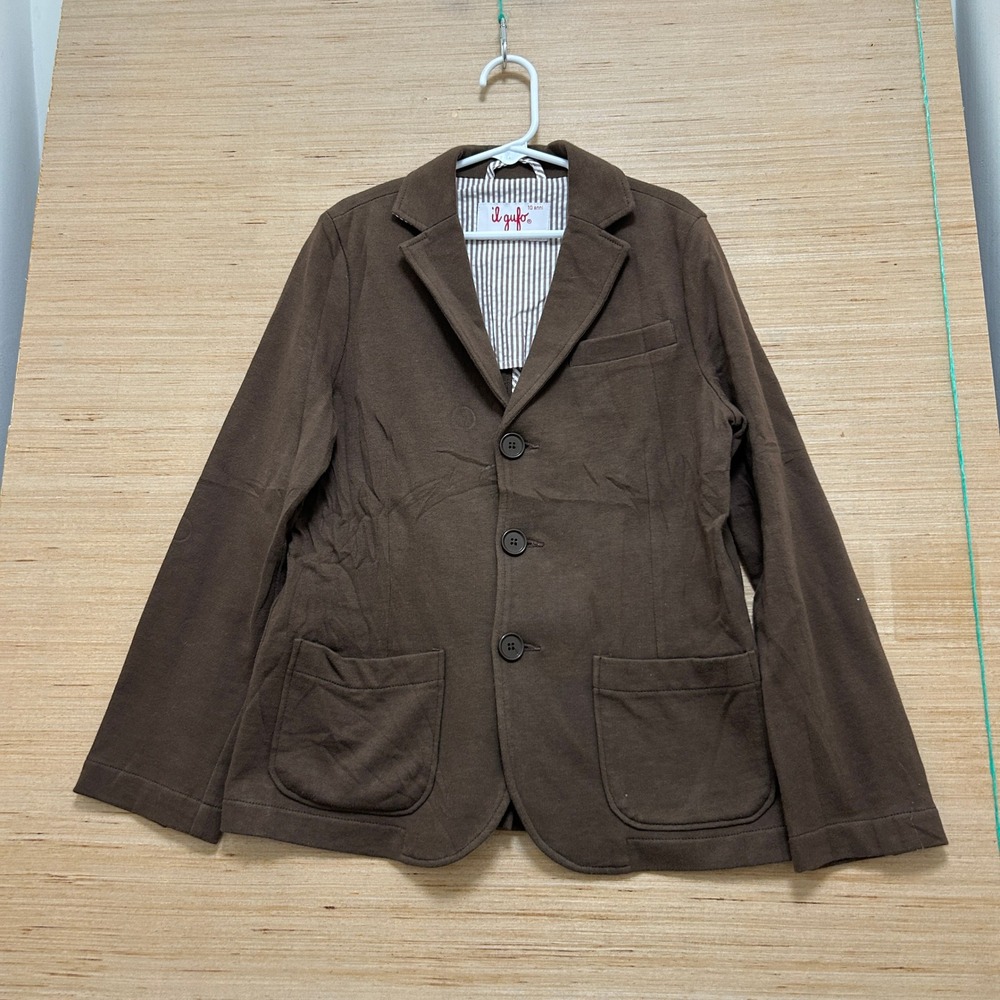 Il Gufo Boys Brown Jersey Knit 3-Button Blazer Sport Coat Size 10 Anni Italy